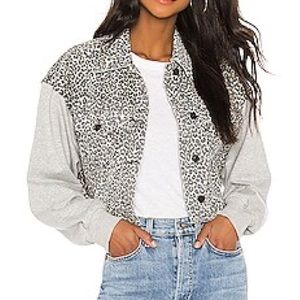 XS all saints leopard cropped jean jacket